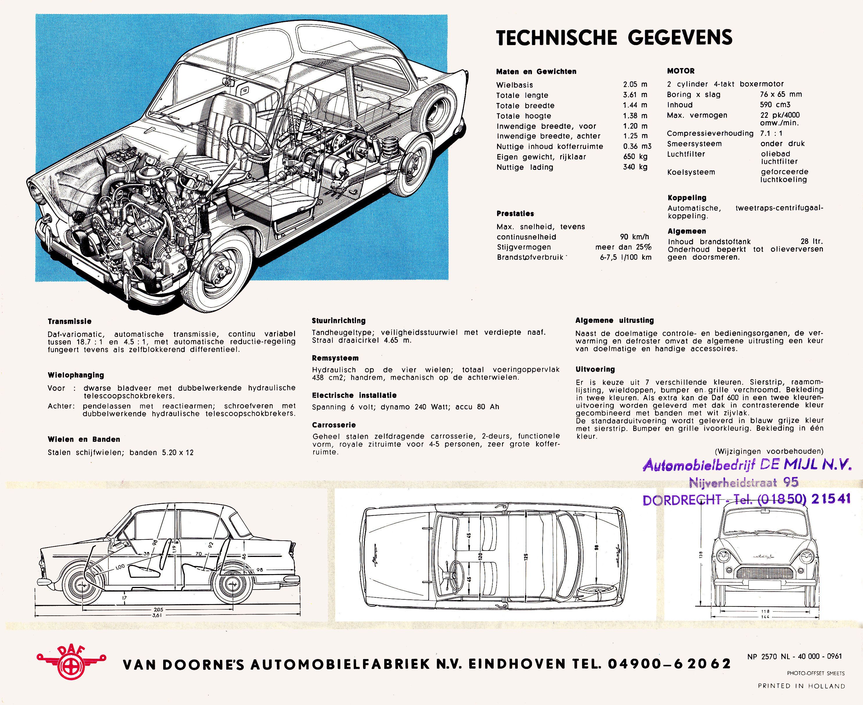 1961 Daf 600 Brochure